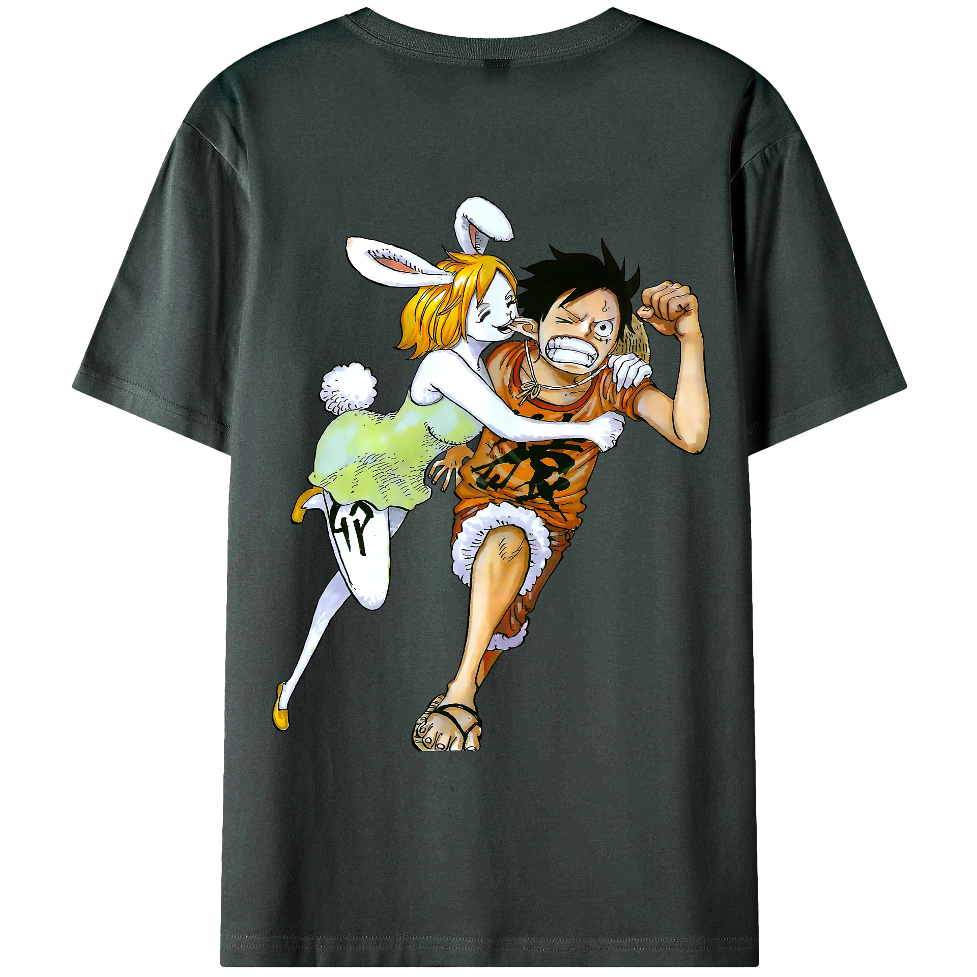 ワンピース モンキー・D・ルフィ ONE PIECE Monkey D. Luffy 綿100％ メンズ半袖Tシャツ（バックプリント） 通気性